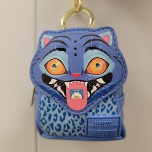 Loungefly KPOP Demon Hunters Derpy Blue Cat Clip-On Zippered Keychain Bag Charm
